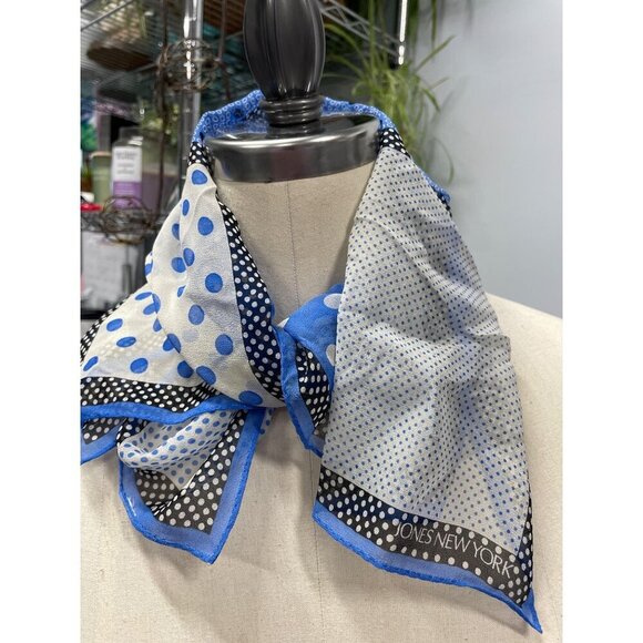 Jones New York Womens Polka Dot Sheer Scarf In Blue & White - Picture 2 of 4